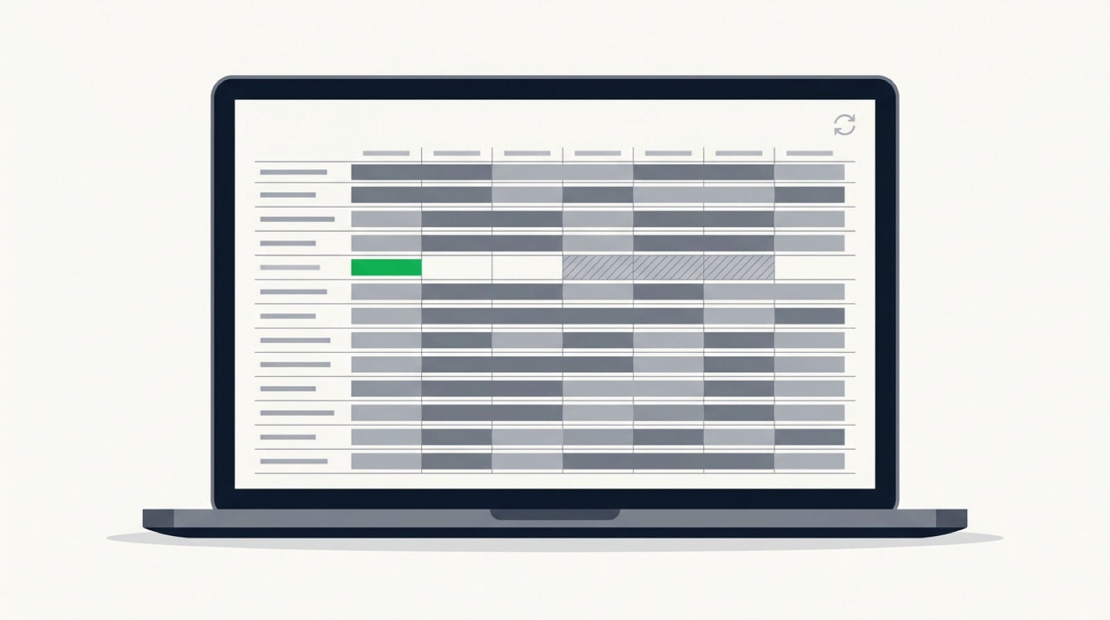 Illustration of a car rental reservation system calendar: a new direct booking in green, and the same car blocked where it is already booked on Turo